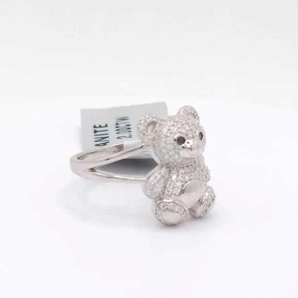 2.00 Ctw Moissanite Teddy Bear Ring – 925 Silver Plated, GRA Certified - Picture 14 of 17